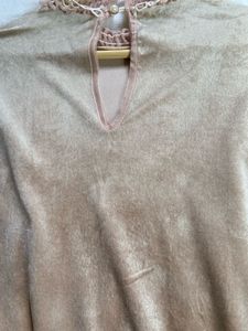 Lace Trim Velvet Top
