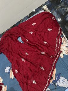Embroidered Maroon Kurta