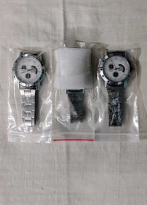 🔥 Set of 3 Premium Silver Chrono-Style Watches |