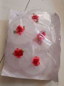 Set Of 6 Glass Covers With Attractive Net Flowers