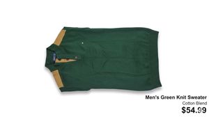 Men's Green Knit Pullover Sweater
