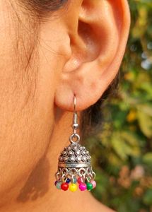 Colorful Beaded Jhumka Earrings