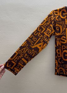 Vintage Letter Print Long Sleeve Top