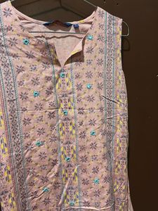 Pink Floral Print Kurta Dress