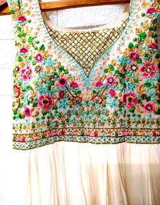 Price Drop!!! Heavy Embroidery White Anarkali Gown