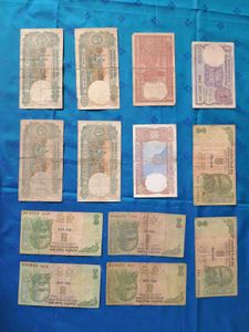 1, 2 And 5 Rupees Note Old Indian Issue 13 Piece