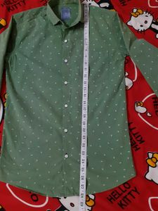 Green Patterned Casual Men Shirt