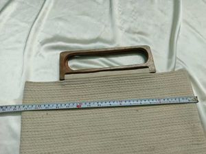 Cotton Jute Handbag With Wooden Handle