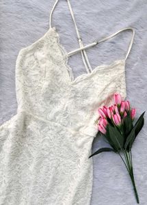 Off White Lace Mini Dress