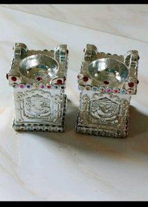 silver diya set of 2 brand new without tag .