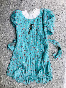 Floral Print Dress with Lace Collar