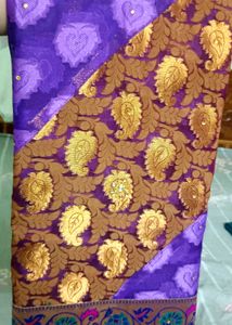 Elegant Purple &amp; Gold Saree