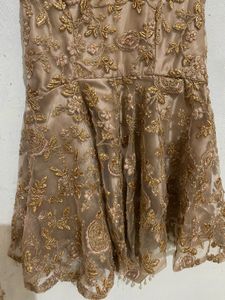 Nude Golden Embroidered Weading Dress