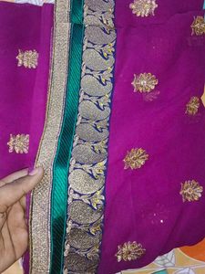 Elegant Purple Embroidered Saree