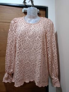 Peach Floral Lace Top