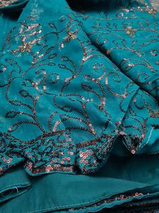 Sea Green Full Work Saree