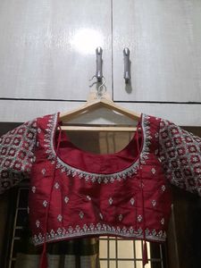 Maroon Embroidered Blouse-padded Blouse