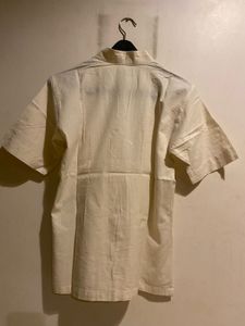 Vintage-Style Cream Short Sleeve Shirt