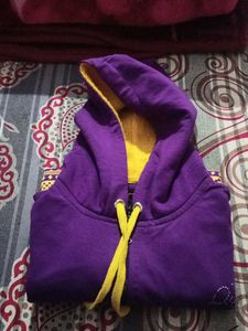 Purple Hoodie with Yellow Lining