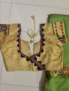 Elegant Green Embroidered Saree