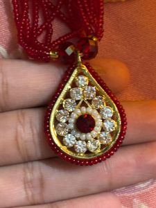 Red &amp; Gold Beaded Statement Necklace