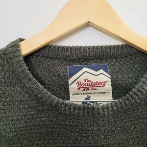 Roadster Co Men Grey GreenColourblocked Pullover