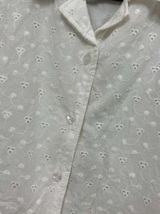 MANGO white Lace Crop Shirt for Women