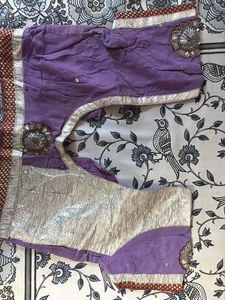Embroidered Lavender Saree With Silver Work