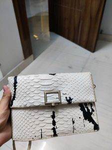 White Faux Leather Sling Bag