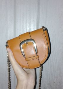 Forever Glam Chain Sling Bag With Belted On Front