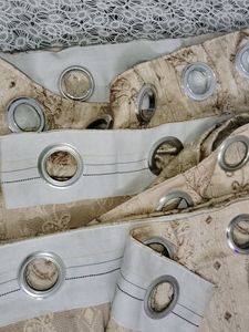 Beige Brown Curtains Set Of 3
