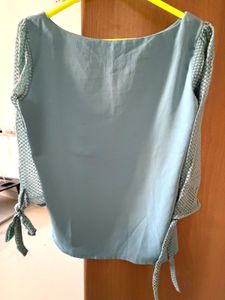 Chic Blue Tie-Sleeve Top