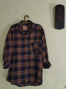 Eksco Blue & Orange Plaid Flannel