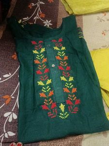 Embroidered Kurti Set With Dupatta