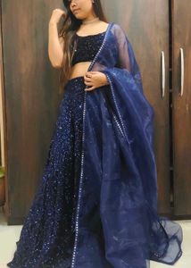 Designer Navy Blue🧿 Lehenga Choli with Net Dupatt
