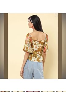 Label Ritu Kumar Olive Floral Print Top