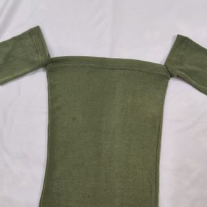 Olive Green Off Shoulder Mesh Top