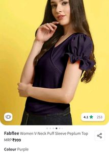 Stylish Purple Puff Sleeve Top