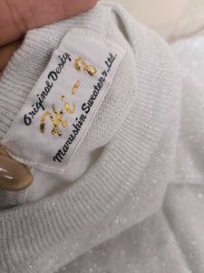 Silver Knit Short Sleeve Top