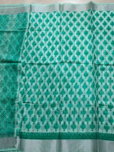 Green Floral Print Saree