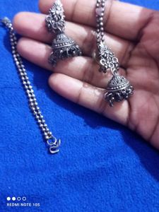 Oxidised Earrings With Tana Chain