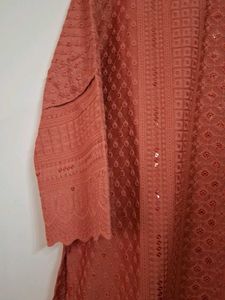 Sea Green And Brick Red Kurtas