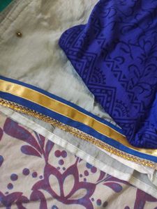 L-xl size grand work Elegant Grey &amp; Blue Kurta Set