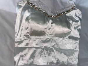 White Beaded Satin Top