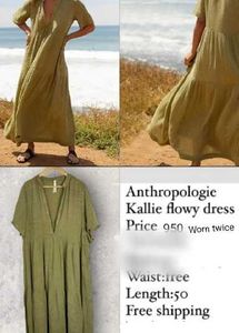 Anthropologie kalie  Olive Green Flowy Midi Dress