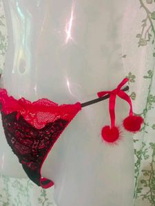 Sexy  Red &amp; Black Lace Thong