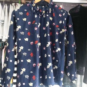 Navy Printed Blouse