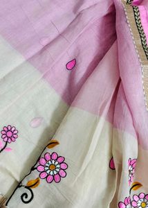 Floral Embroidered Fabric Saree With Blouse