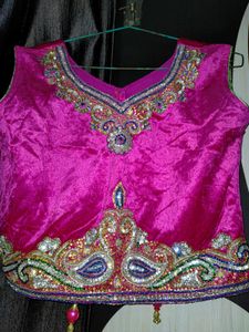 Velvet Blouse With Lehnga