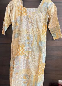 Floral Print Kurti with Yellow Pants